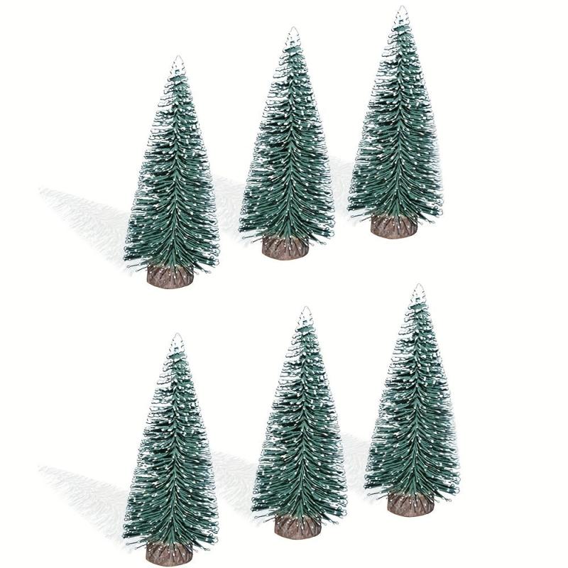6pcs Mini Christmas Tree Wooden Base Christmas Decorations