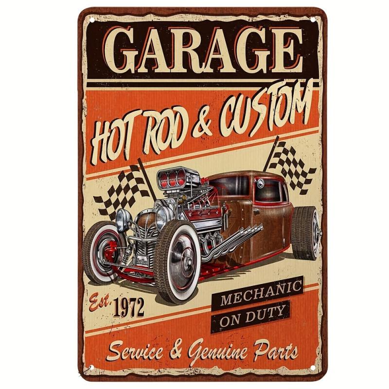 Pin Up Girl Motorcycle Tin Sign Hot Rod Garage 32 Rod Garage Poster Tin Signs