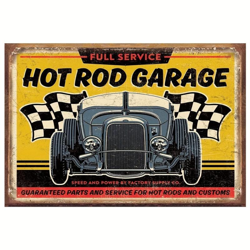 Pin Up Girl Motorcycle Tin Sign Hot Rod Garage 32 Rod Garage Poster Tin Signs