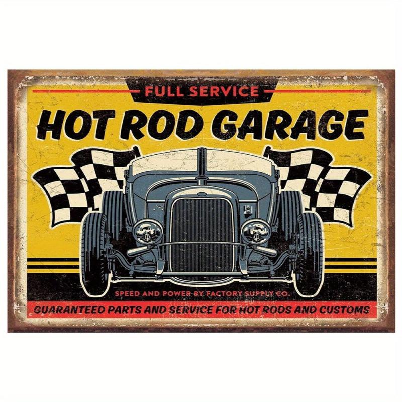 Pin Up Girl Motorcycle Tin Sign Hot Rod Garage 32 Rod Garage Poster Tin Signs