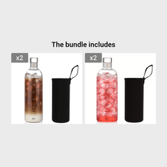 Glass Water Bottle Time Marker Reusable Milk Juice Drinking Bottle