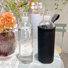 Glass Water Bottle Time Marker Reusable Milk Juice Drinking Bottle