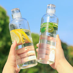 Glass Water Bottle Time Marker Reusable Milk Juice Drinking Bottle