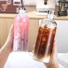Glass Water Bottle Time Marker Reusable Milk Juice Drinking Bottle