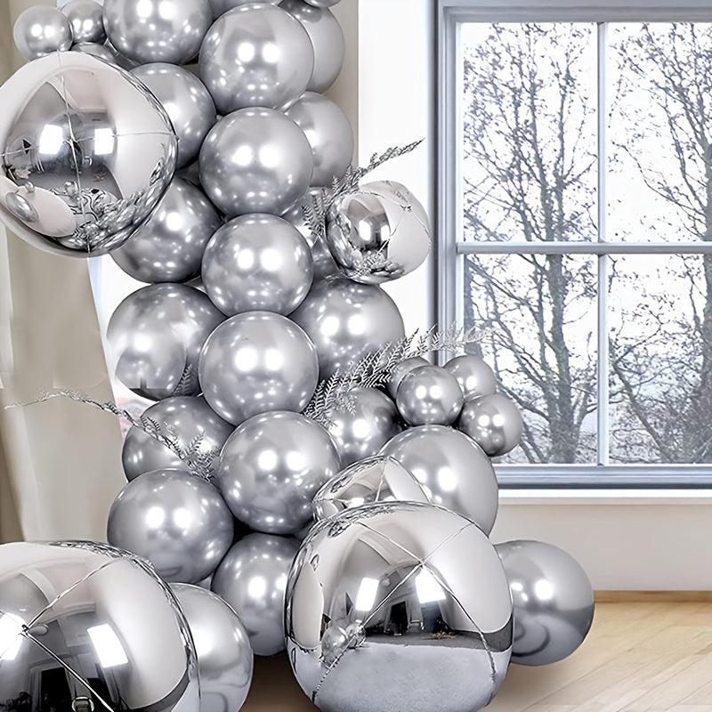69pcs Silver Metal Balloons for Festive Party Decorations & Arches