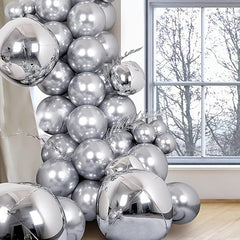 69pcs Silver Metal Balloons for Festive Party Decorations & Arches