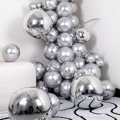 69pcs Silver Metal Balloons for Festive Party Decorations & Arches