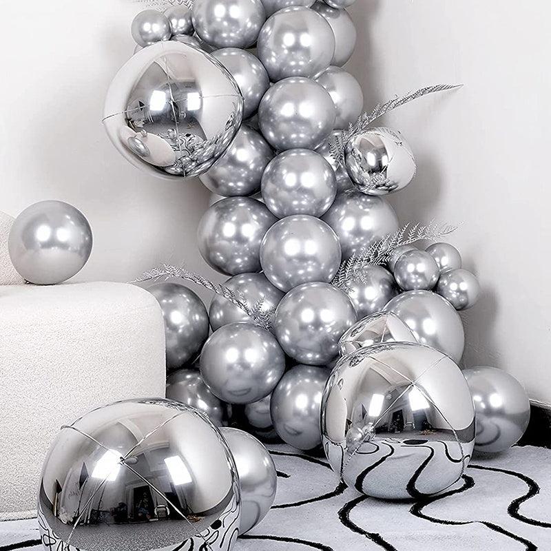 69pcs Silver Metal Balloons for Festive Party Decorations & Arches
