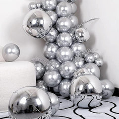 69pcs Silver Metal Balloons for Festive Party Decorations & Arches