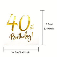 20pcs 40th Birthday Napkins Golden Decorations For Women Party Beverage Napkins