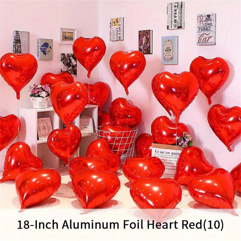 10pcs Heart Shaped Foil Balloons Red 45 Romantic Party Decorations