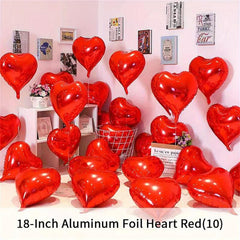 10pcs Heart Shaped Foil Balloons Red 45 Romantic Party Decorations