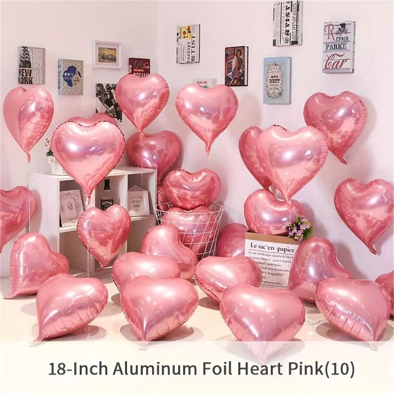10pcs Heart Shaped Foil Balloons Red 45 Romantic Party Decorations