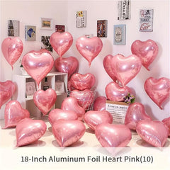 10pcs Heart Shaped Foil Balloons Red 45 Romantic Party Decorations