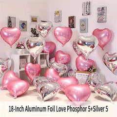 10pcs Heart Shaped Foil Balloons Red 45 Romantic Party Decorations