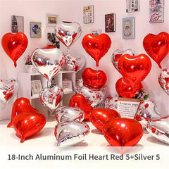 10pcs Heart Shaped Foil Balloons Red 45 Romantic Party Decorations