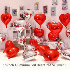 10pcs Heart Shaped Foil Balloons Red 45 Romantic Party Decorations