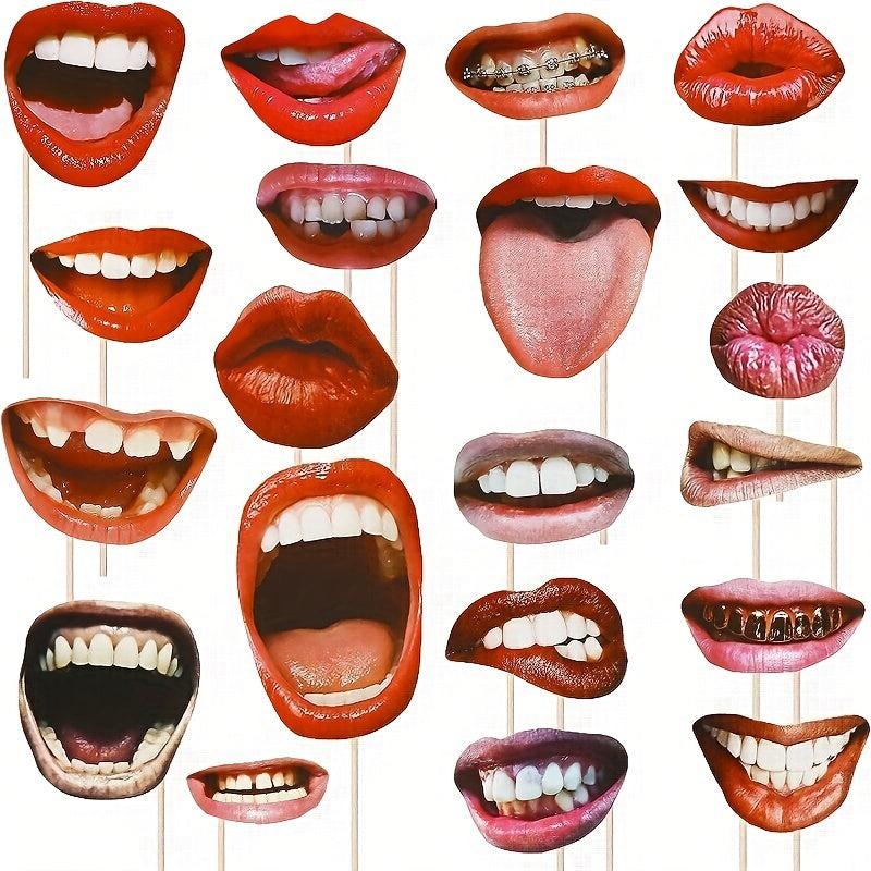 20pcs Funny Lips Photo Studio Props With Stick Party Photo Props