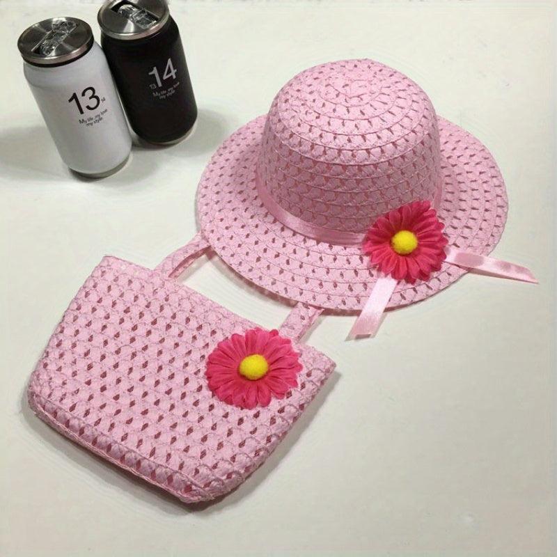 Kids Princess Straw Sun Hat & More + Hat Bag