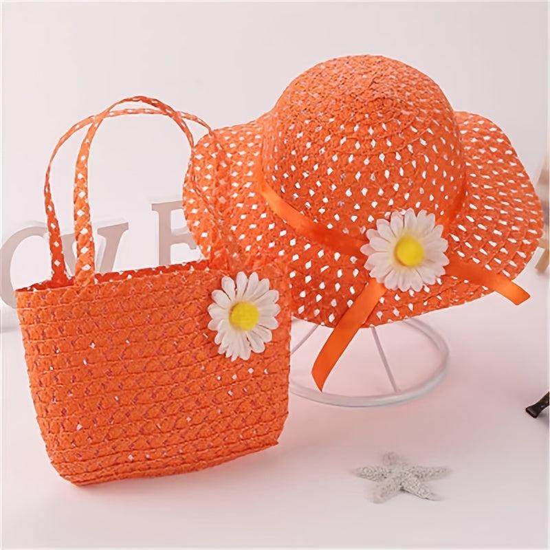 Kids Princess Straw Sun Hat & More + Hat Bag
