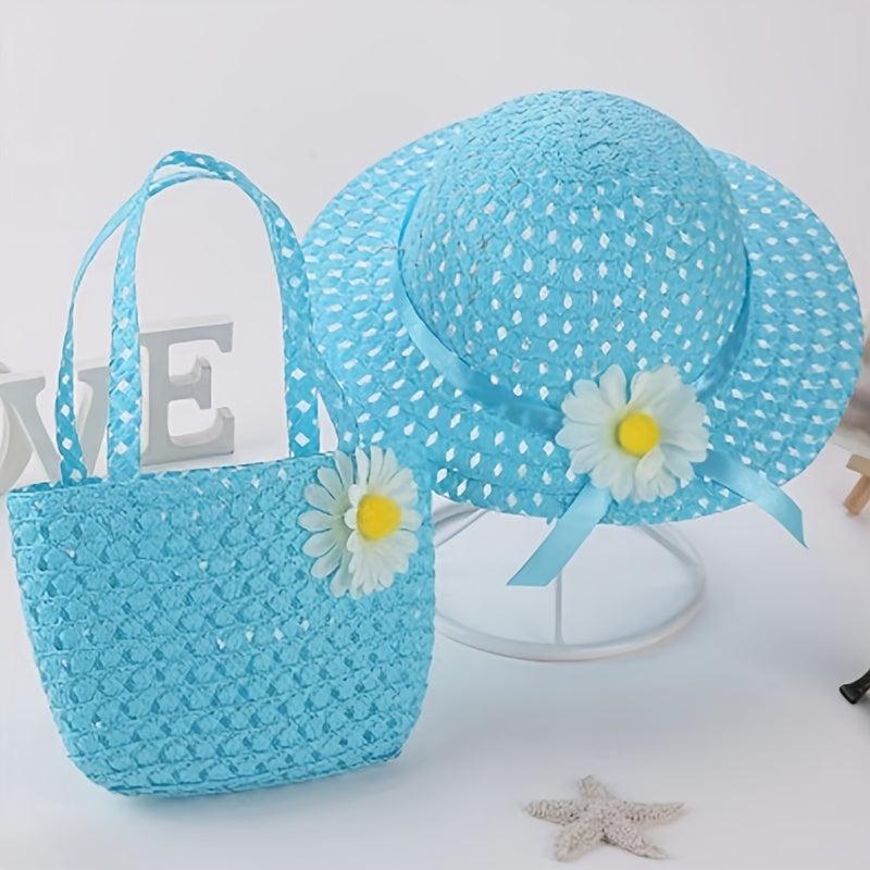 Kids Princess Straw Sun Hat & More + Hat Bag