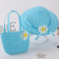 Kids Princess Straw Sun Hat & More + Hat Bag