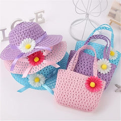 Kids Princess Straw Sun Hat & More + Hat Bag