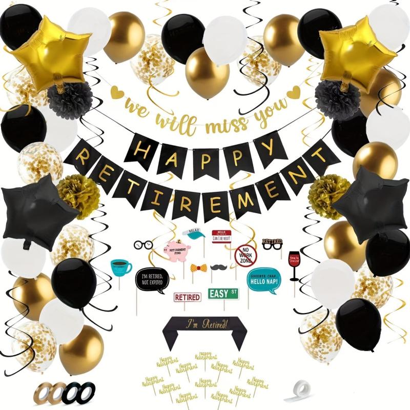 92pc Retirement Party Supplies with Happy Retirement Banner & Decorations
