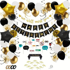 92pc Retirement Party Supplies with Happy Retirement Banner & Decorations