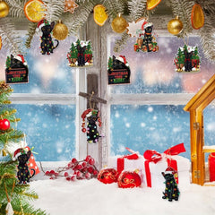 12pcs Christmas Cat Hanging Card Tree Pendant Double Sided Print