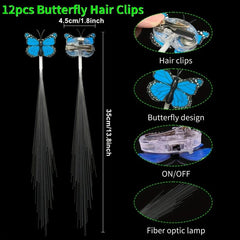 12pcs LED Fiber Optic Hair Barrettes Party Favors