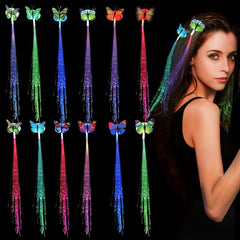 12pcs LED Fiber Optic Hair Barrettes Party Favors