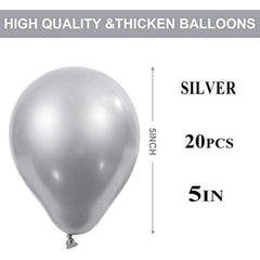 20pcs Silvery Metallic Balloons for Party Decorations