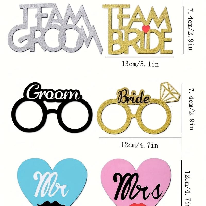 53Pcs Wedding Photo Booth Props for Fun Bridal Shower & Bachelorette Party