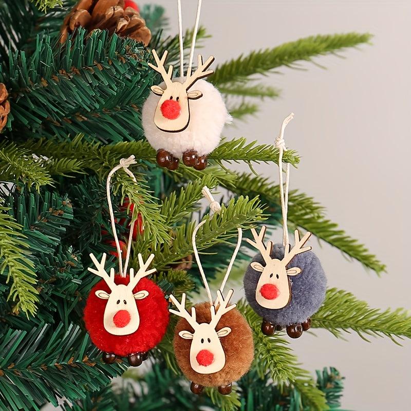 Christmas Reindeer Wool Ball Tree Decoration