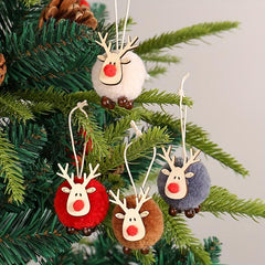 Christmas Reindeer Wool Ball Tree Decoration