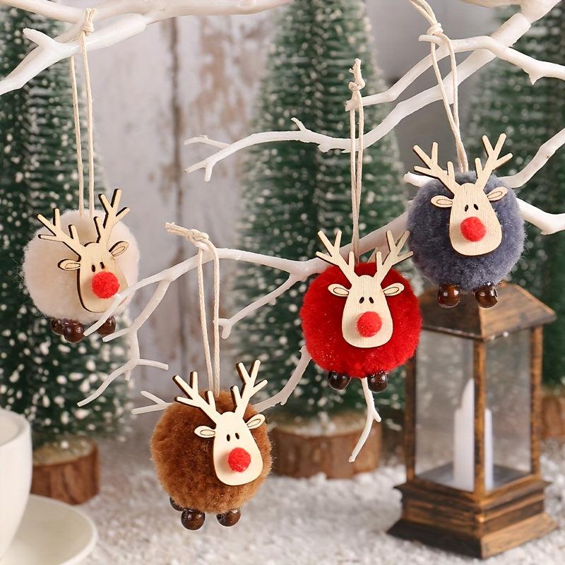Christmas Reindeer Wool Ball Tree Decoration