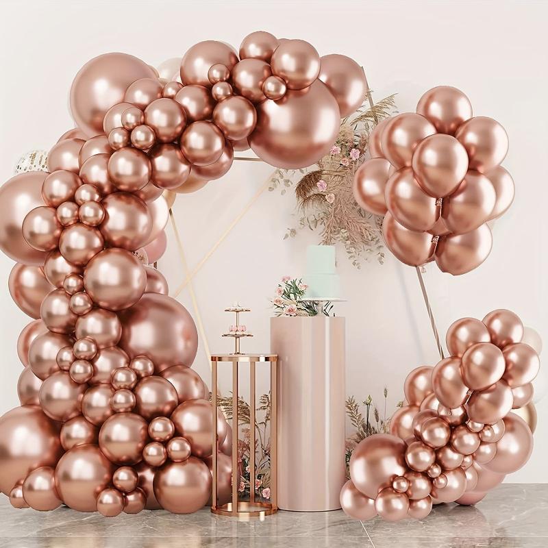 70pcs Metallic Rose Balloons & Ribbon for Party Decor