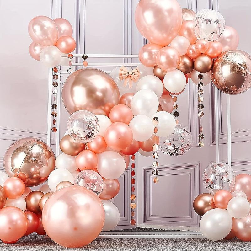 70pcs Metallic Rose Balloons & Ribbon for Party Decor