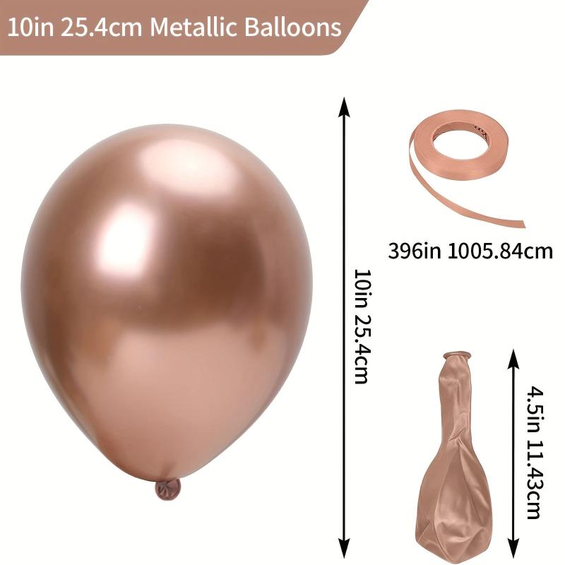 70pcs Metallic Rose Balloons & Ribbon for Party Decor