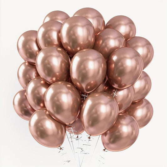 70pcs Metallic Rose Balloons & Ribbon for Party Decor