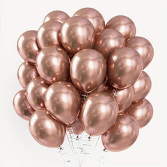 70pcs Metallic Rose Balloons & Ribbon for Party Decor