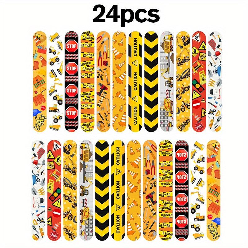 24pcs Slap Bracelets for Kids Construction Party Favors Bulk Toys