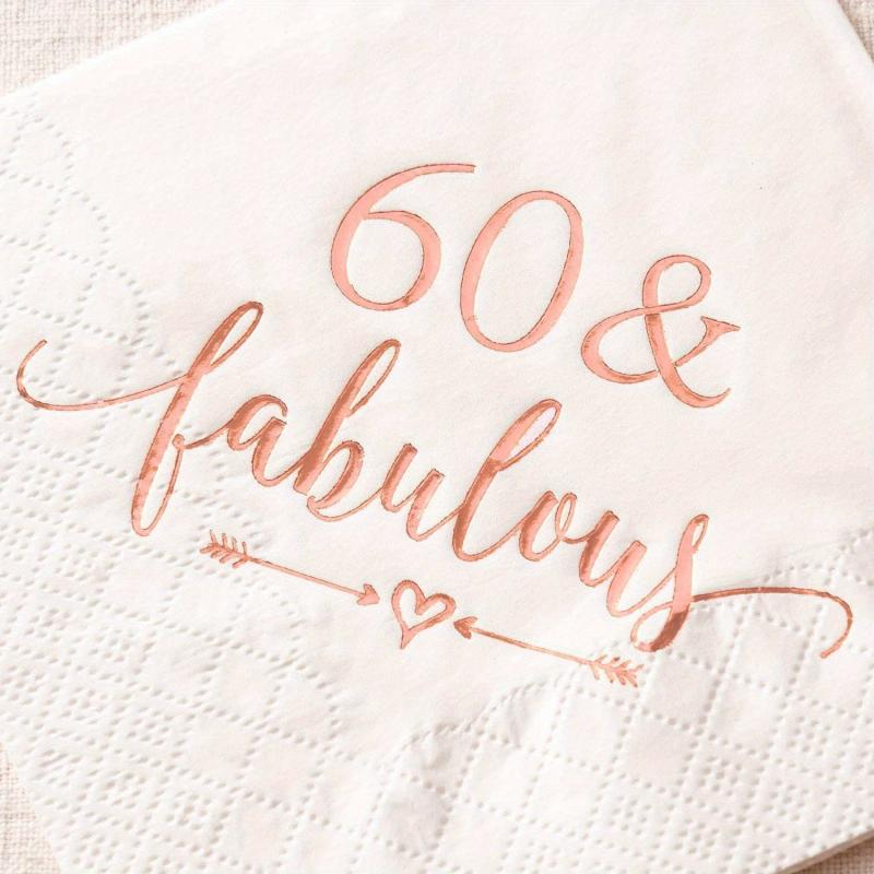 60 & Fabulous Cocktail Napkins for Women's 60th Birthday - 20Pcs