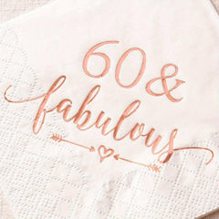 60 & Fabulous Cocktail Napkins for Women's 60th Birthday - 20Pcs