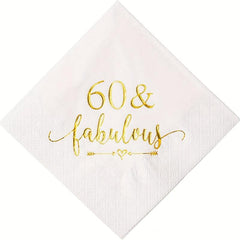 60 & Fabulous Cocktail Napkins for Women's 60th Birthday - 20Pcs