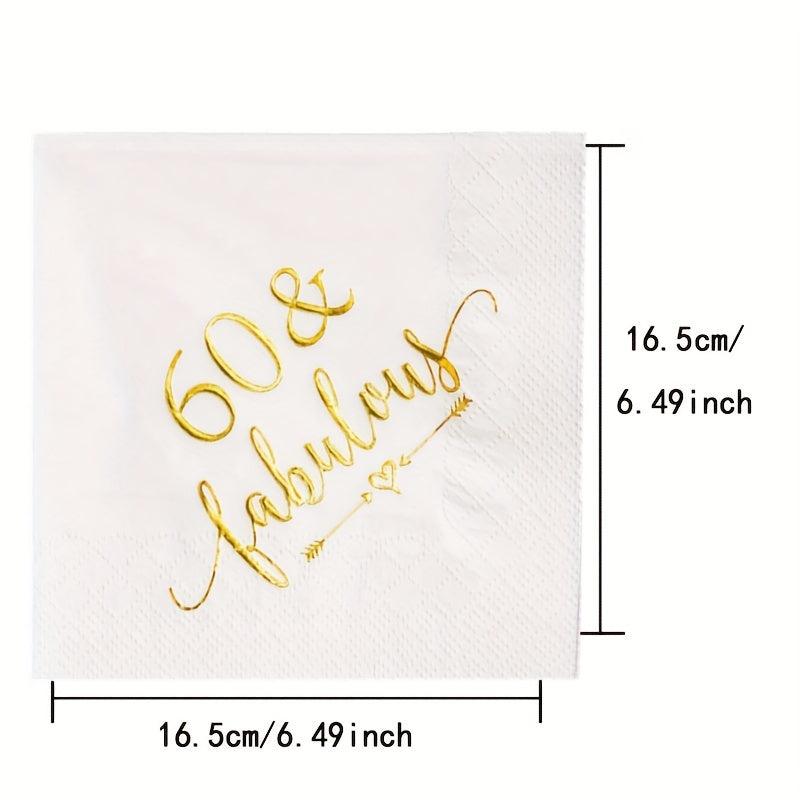 60 & Fabulous Cocktail Napkins for Women's 60th Birthday - 20Pcs