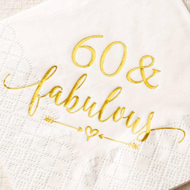 60 & Fabulous Cocktail Napkins for Women's 60th Birthday - 20Pcs