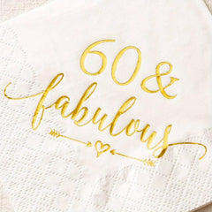 60 & Fabulous Cocktail Napkins for Women's 60th Birthday - 20Pcs