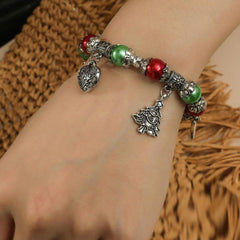 Christmas Tree Beaded Bracelet Snowman Bell Jewelry
